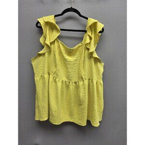 Lane Bryant Top Womens 20 Ruffle Sleeve Dobby Swiss Dot Tank Blouse Summer